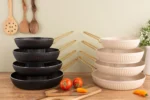 تابه تک سایز 24 تکدسته گرانیتی فورج برند اویز مدل السا دسته طلایی رنگ مشکی - Image 2