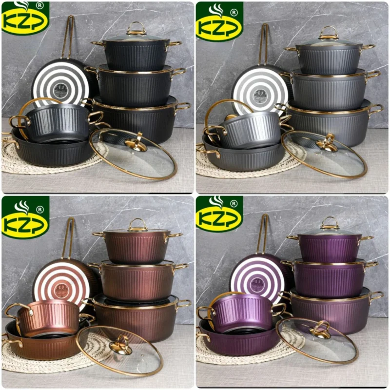 سرویس قابلمه گرانیت برند KZP مدل آلما 11 پارچه نوک مدادی - Image 1