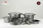 سرویس قابلمه گرانیت برند راکلند مدل تمیس 16پارچه رنگ طوسی