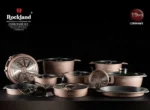 سرویس قابلمه گرانیت برند راکلند مدل جرمنی 19پارچه رنگ رزگلد