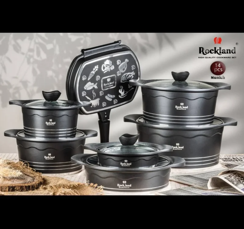 سرویس قابلمه گرانیت برند راکلند مدل مونیخ 14پارچه رنگ مشکی - Image 1