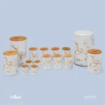 سرویس آشپزخانه 15 پارچه یونیک فانتزی مشکی گل درب بامبو کد un-8075