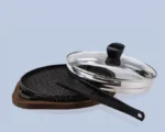 تابه گریل چدن گرد بزرگ یونیک سایز 30 با چوب کد un-6001