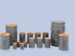 سرویس آشپزخانه 15 پارچه یونیک فانتزی طوسی گل  درب بامبو کد un-8015