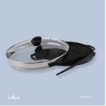 تابه گریل چدن گرد یونیک سایز 34 درب دار با انبر کد un-6029