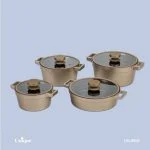 سرویس قابلمه 8 پارچه یونیک بژ درب سیلیکون مدل دیاموند کد un-8506