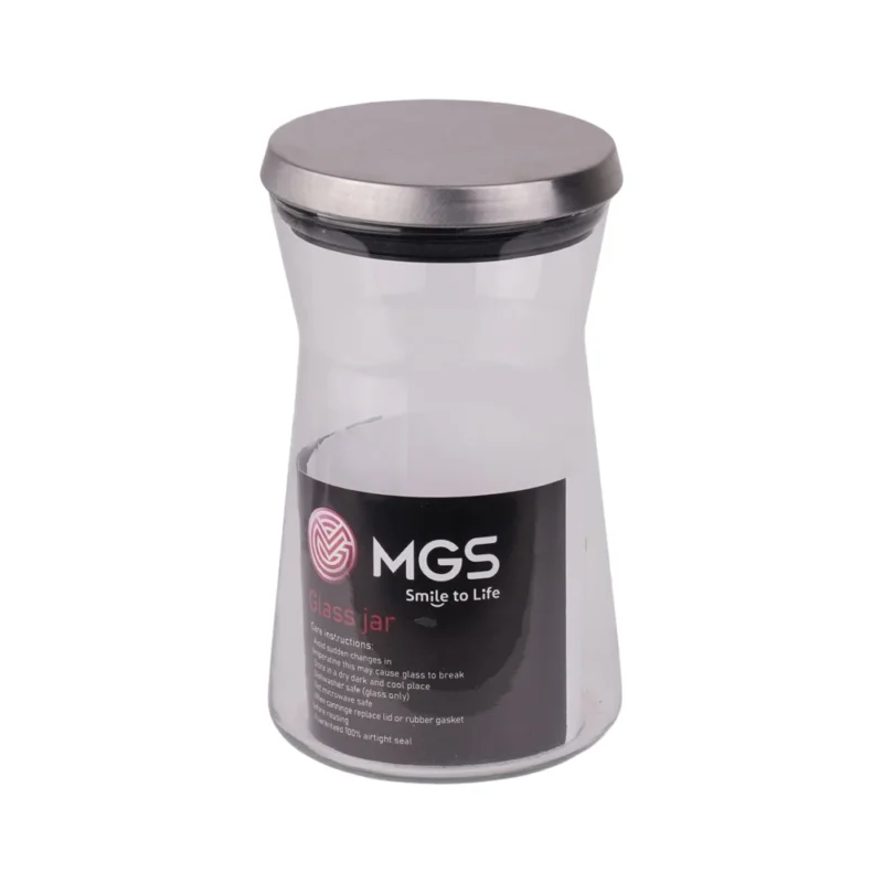 جا حبوبات شیشه ای با درب استیل 900CC برند ام جی اس MGS کد کالا B900S - Image 1
