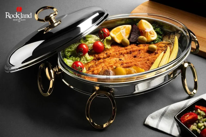 سوفله بیضی متوسط راکلند پایه استیل رنگ نقره ای طلایی - Image 1